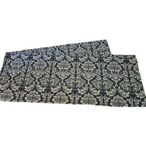 Lotus Flower Valance Black Beige Art Deco Style Baroque Floral Elegant 84x15